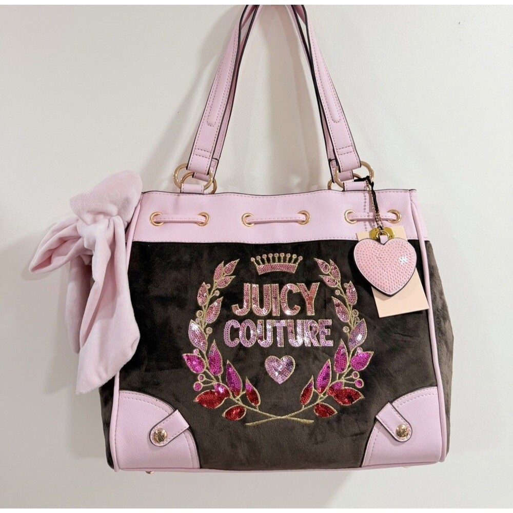 Juicy Couture Juicy Never Dies Daydreamer Tote Chocolate Chiffon Pink NWT